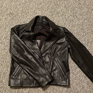 Leather black jacket, womens, size small, lucky brand